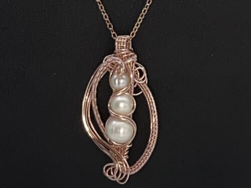 Pre-loved Rose gold wrapped pearl pendant necklace