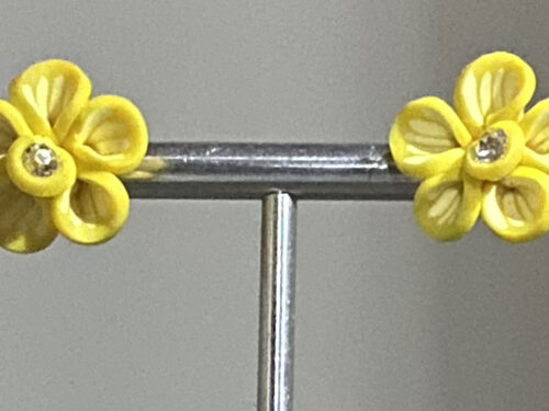 Pre-loved Yellow silicone flower post earrings