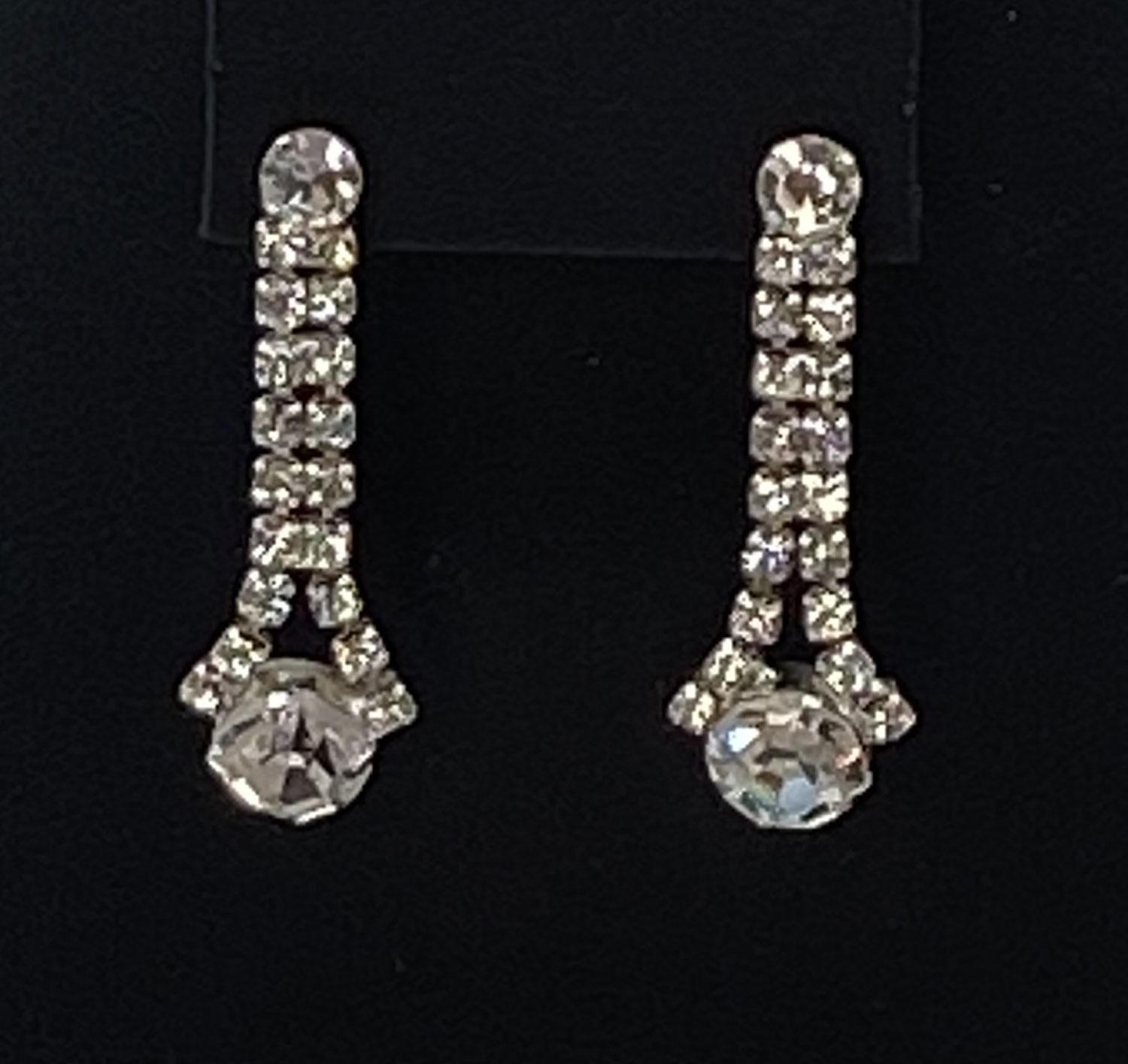 Pre-loved Silver plated rhinestone drop earrings