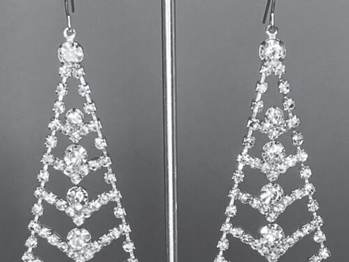 Pre-loved Silver tone rhinestone chandelier earrings