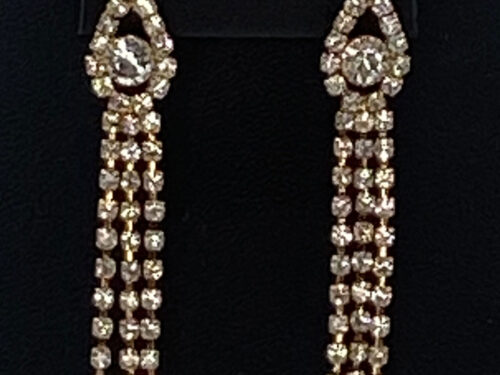 Pre-loved Gold plated rhinestone drop earrings