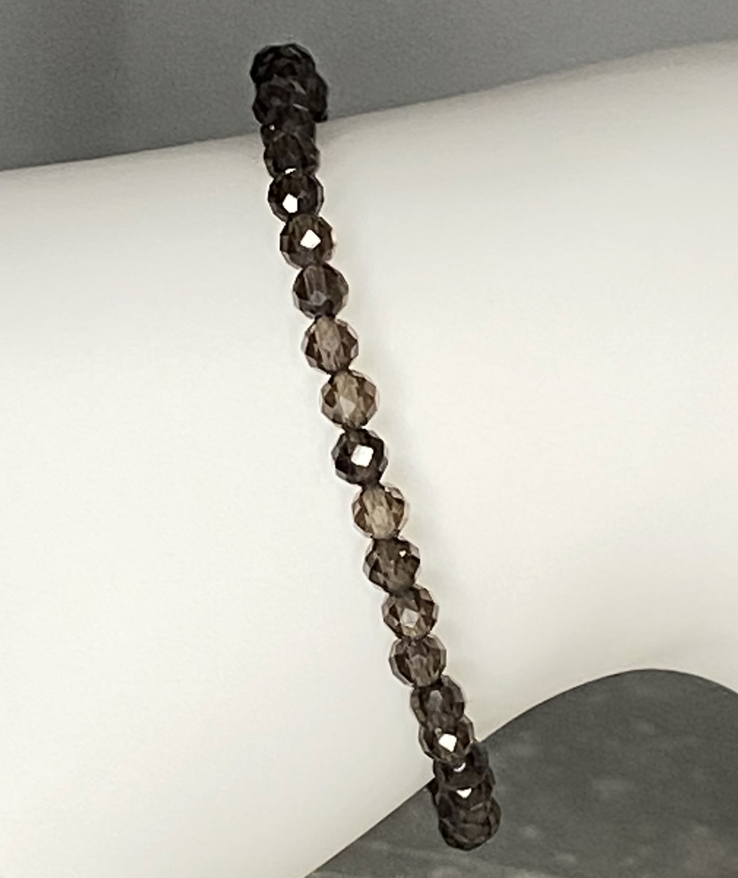 Pre-loved smokey brown faceted glass bead bracelet