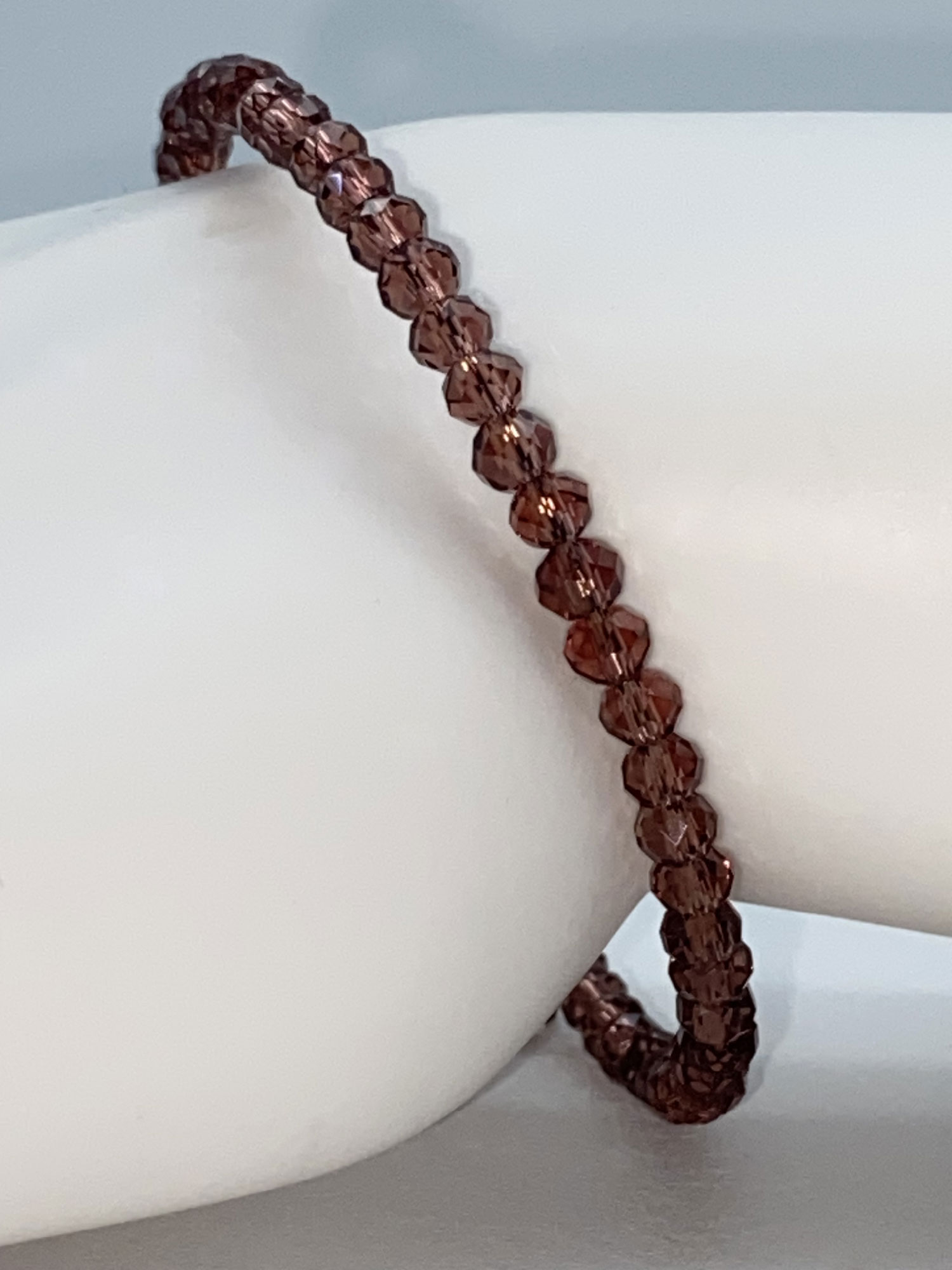 ND Memory wire burgundy glass bead layering bracelet M/L