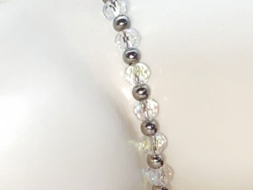 ND Memory wire clear glass beaded bracelet M/L