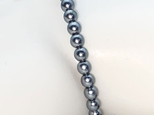 ND Memory wire dusty blue faux pearl bead layering bracelet S/M