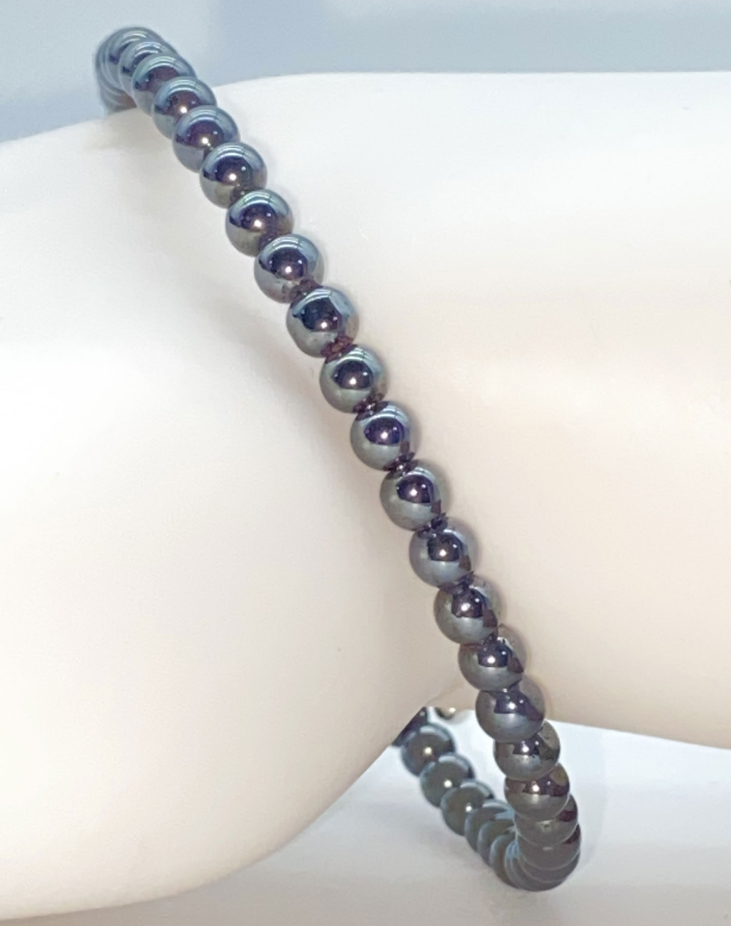 ND Memory wire upcycled hematite bead healing bracelet M/L
