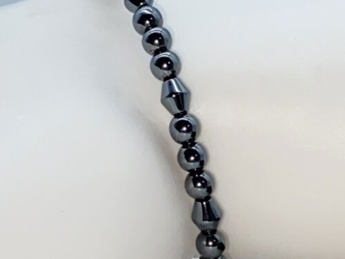 ND Memory wire upcycled hematite bead healing bracelet S/M