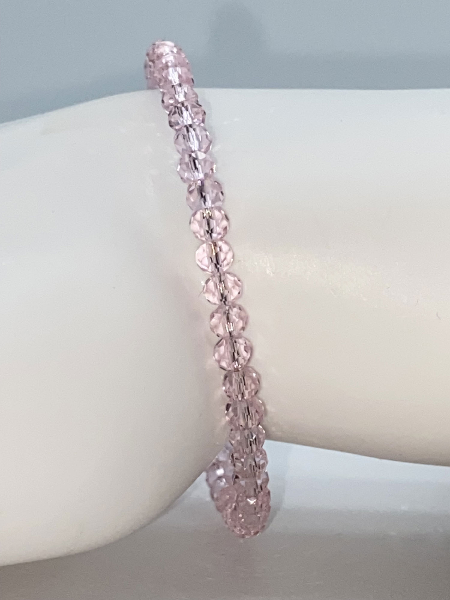 ND Memory wire Lt. pink beaded layering bracelet M/L