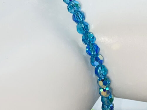 ND Memory wire Lt turquoise/blue glass layering bracelet SM