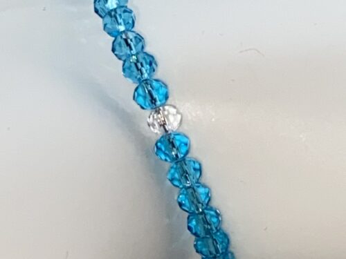 ND Memory wire Lt turquoise/blue and clear glass layering bracelet S/M