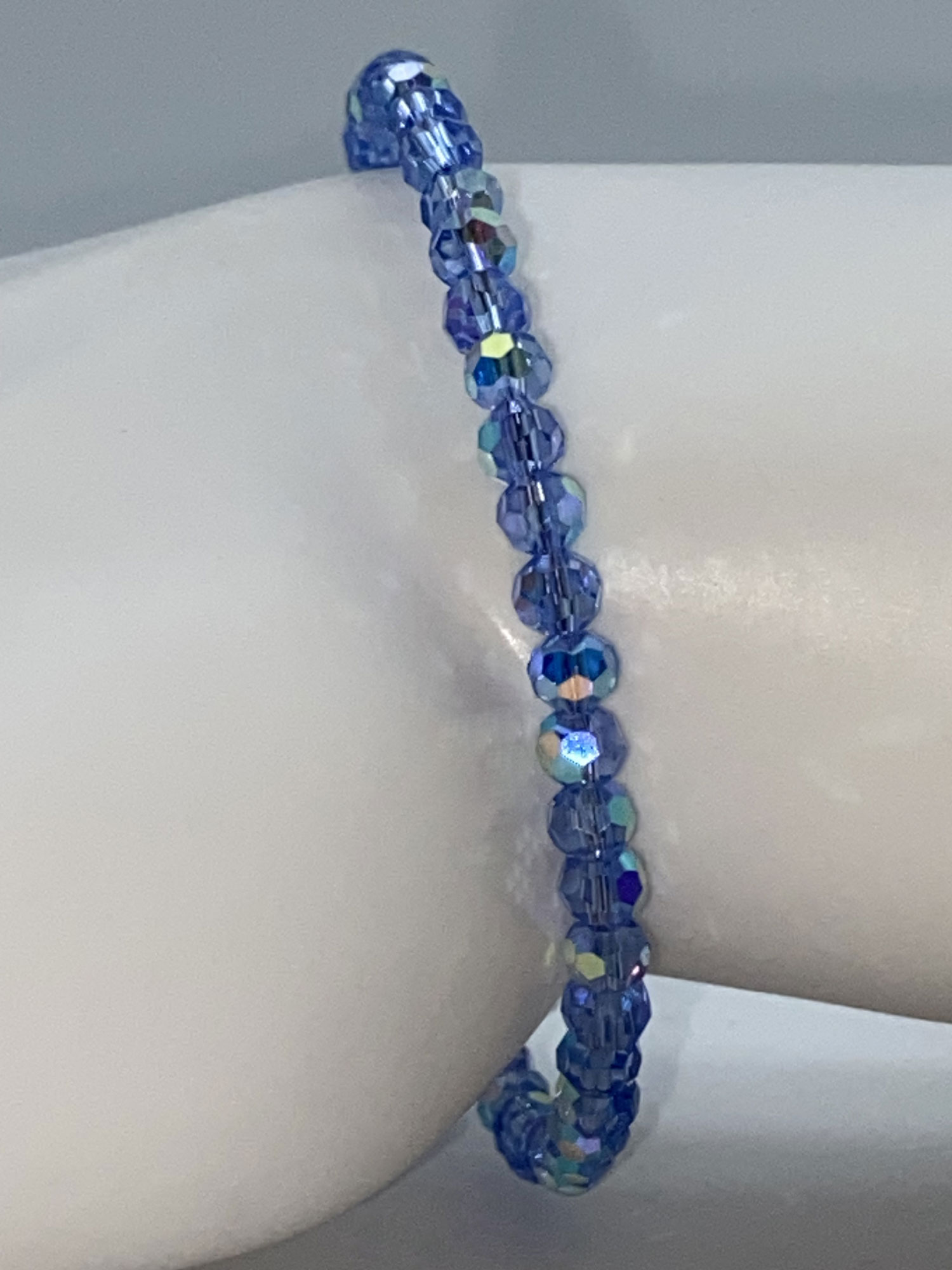 ND Memory wire Periwinkle glass layered bracelet S/M