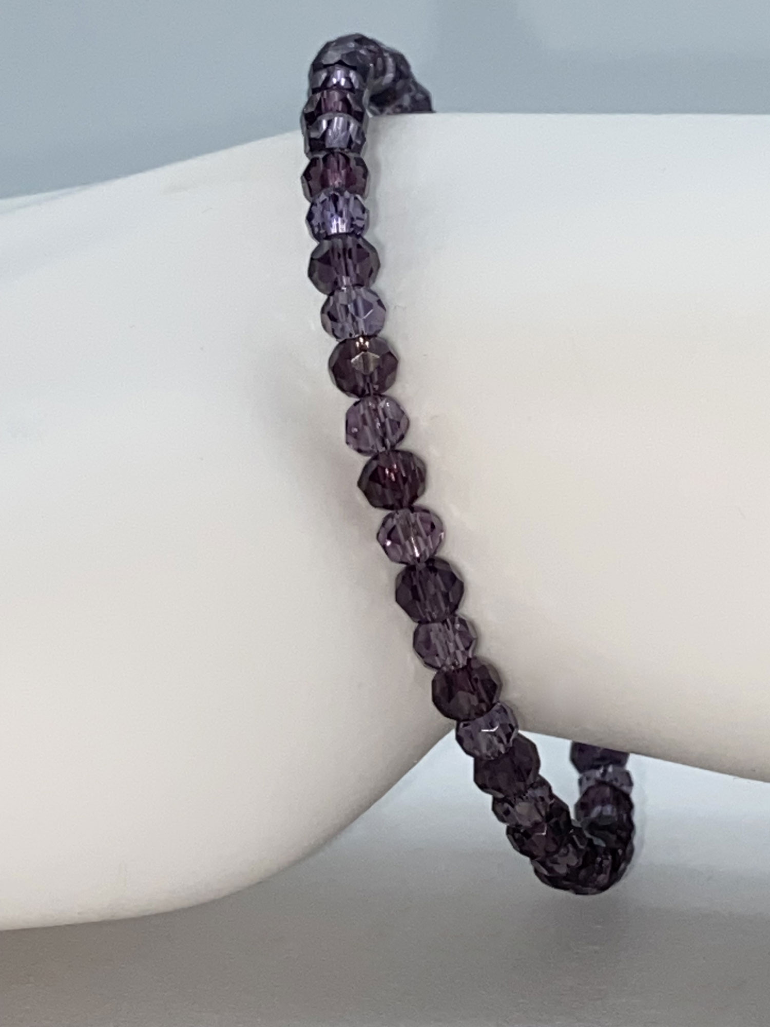 ND Memory wire 2-tone purple glass bead layering bracelet