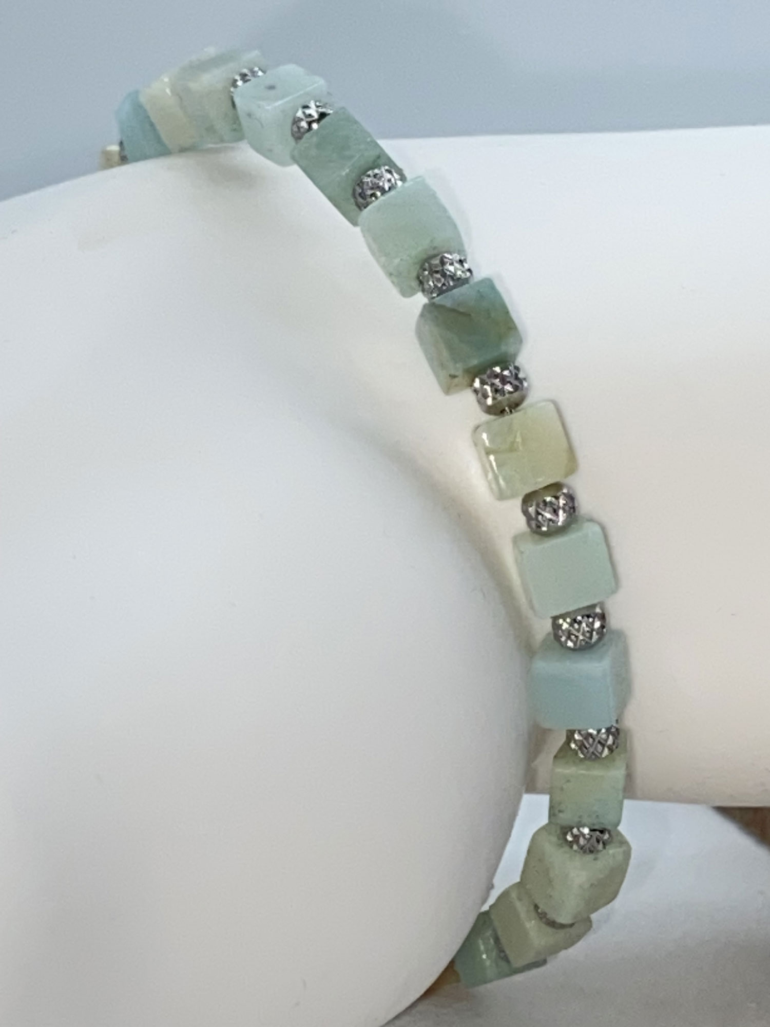 ND Memory wire Amazonite beaded healing bracelet M/L