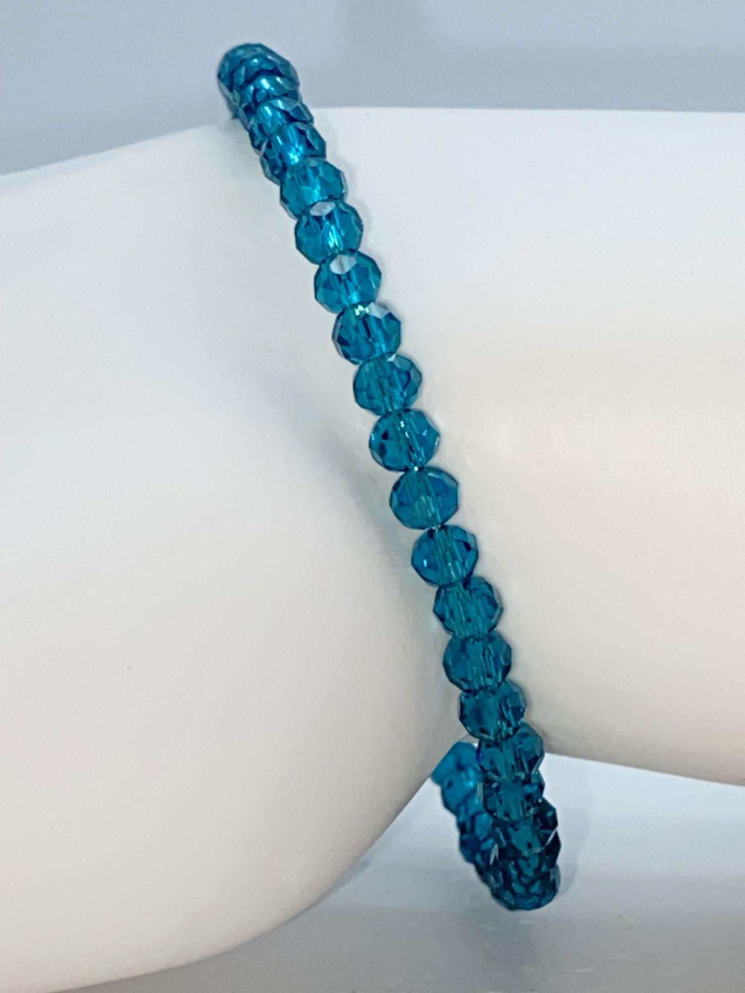 ND Memory wire Dk. turquoise glass layering bracelet M/L