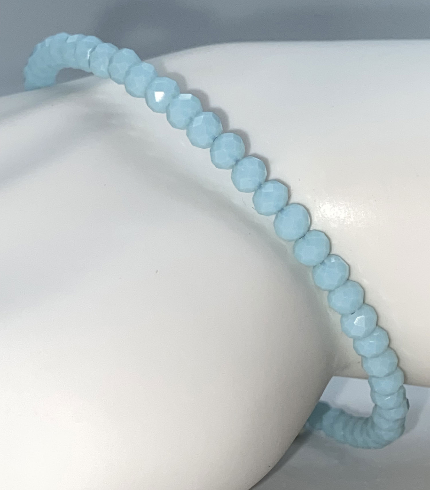 ND Memory wire Opaque soft blue beaded layering bracelet-S/M
