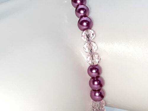 ND Memory wire purple faux pearl layering bracelet S/M