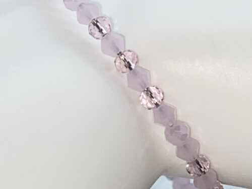 ND Memory wire pink opaque crystal layering bracelet M/L