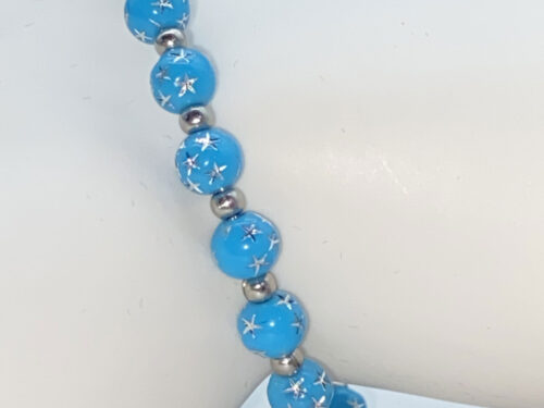 ND Memory wire turquoise etched beaded bracelet