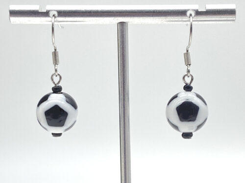 ND Upcycled soccer ball dangle earrings