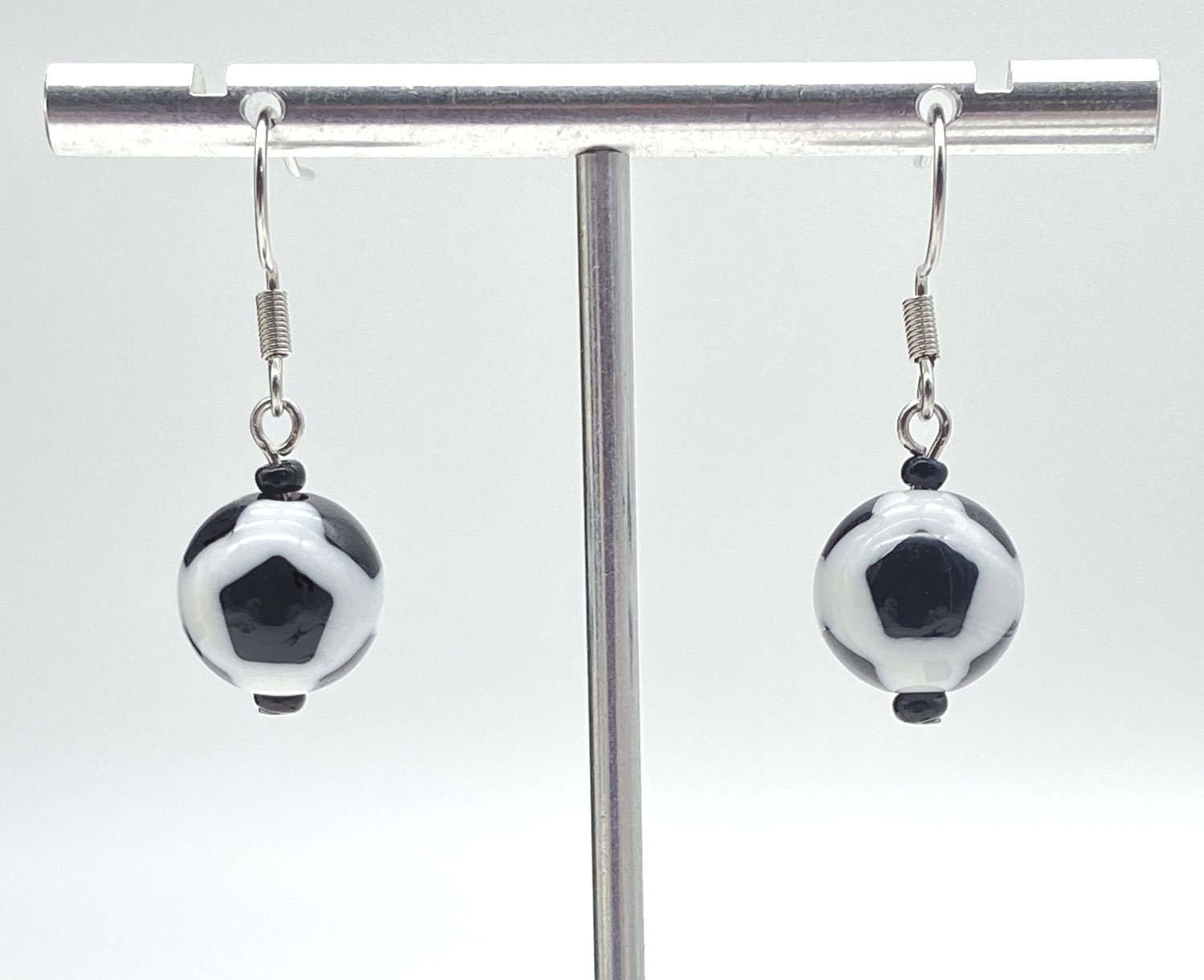 ND Upcycled soccer ball dangle earrings