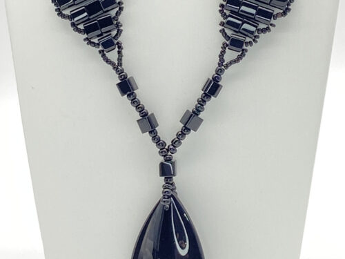 Pre-loved Black glass beaded necklace