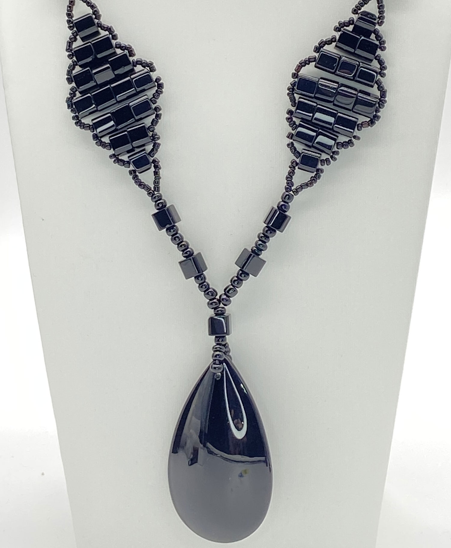Pre-loved Black glass beaded necklace