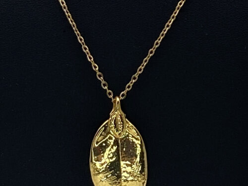Vintage Upcycled gold dipped leaf pendant necklace