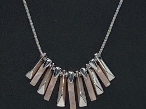 ND Upcycled rhodium plated fringe necklace set
