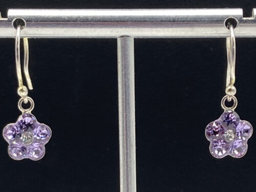 Pre-loved Silver lilac rhinestone earrings
