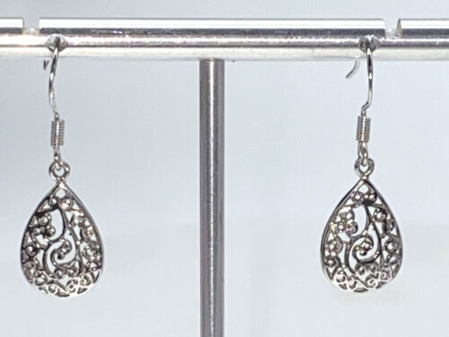 Pre-loved Silver plated filigree dangle earrings