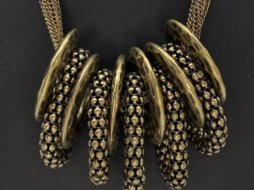 Pre-loved Brass multi-strand disk necklace