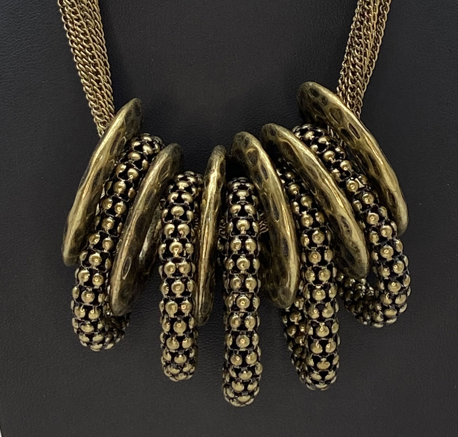 Pre-loved Brass multi-strand disk necklace