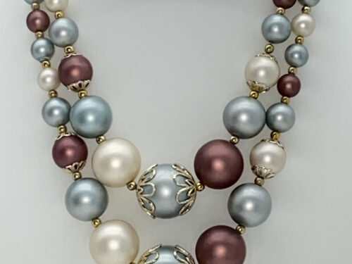 Vintage Two-strand multi-colour pearl necklace