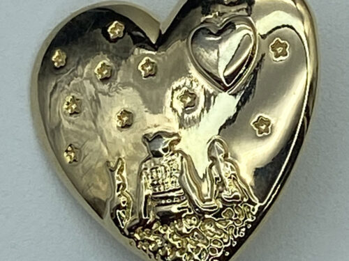 Vintage Gold tone Shrek Variety Club heart pin