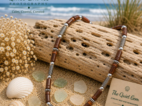 Pre-Loved Wood & Metal Tube Bead Necklace