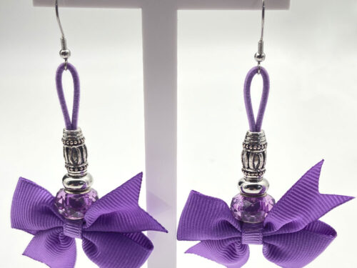 ND Upcycled Purple Ribbon Earrings