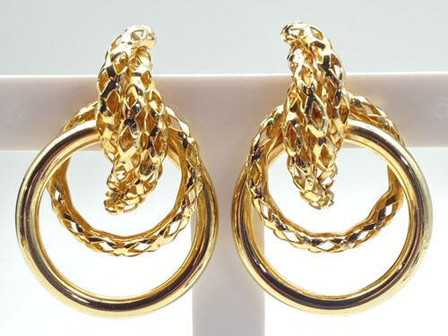 Pre-loved Gold-Tone Double Hoop Statement Earrings
