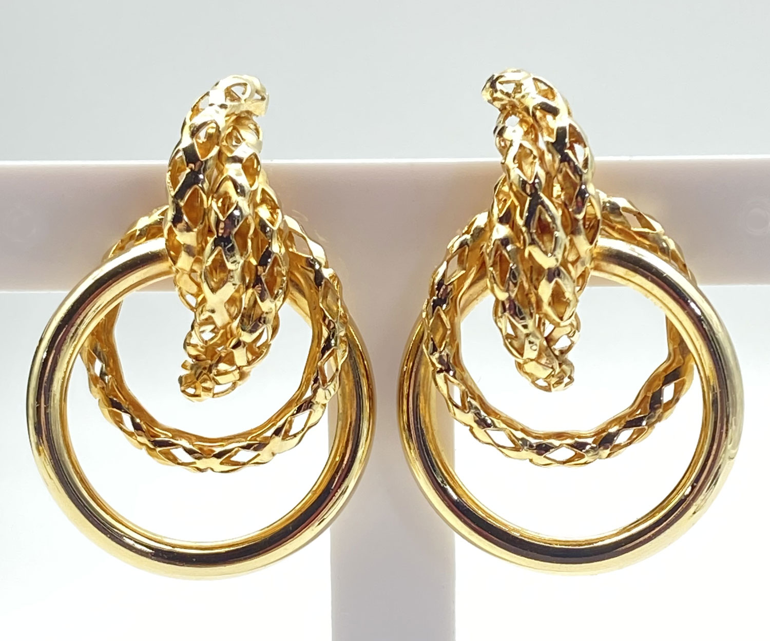 Pre-loved Gold-Tone Double Hoop Statement Earrings