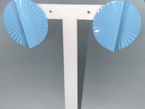 Vintage 1980s baby blue shell-inspired fan-shaped post earrings