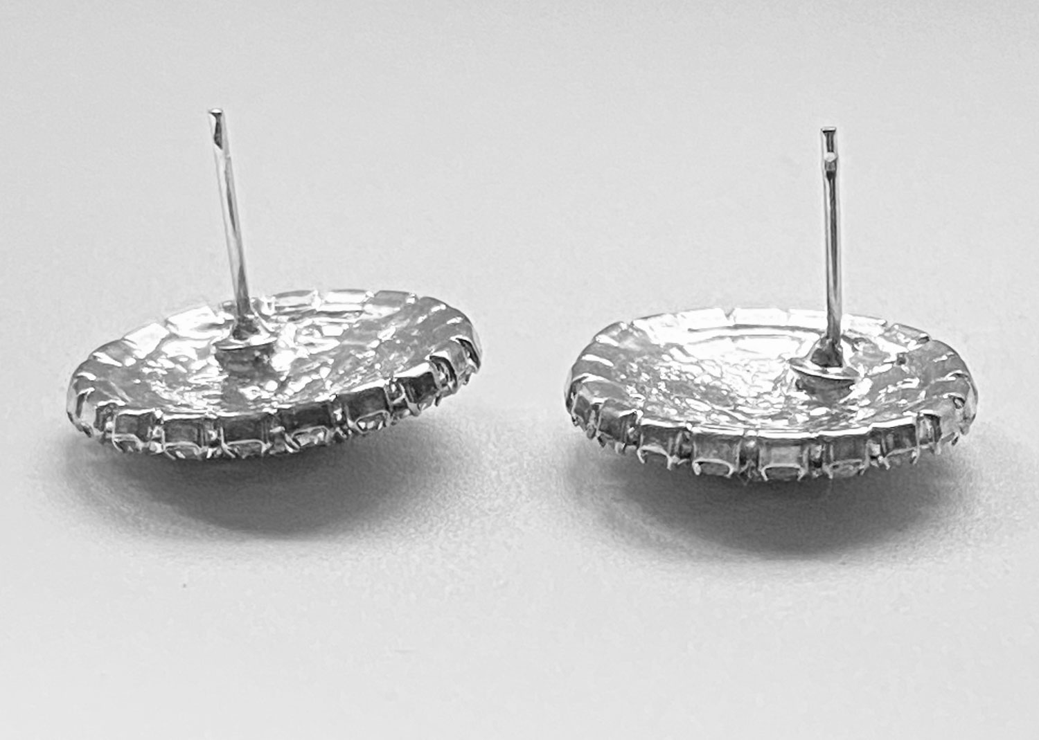Pre-owned silver-tone rhinestone cluster post earrings