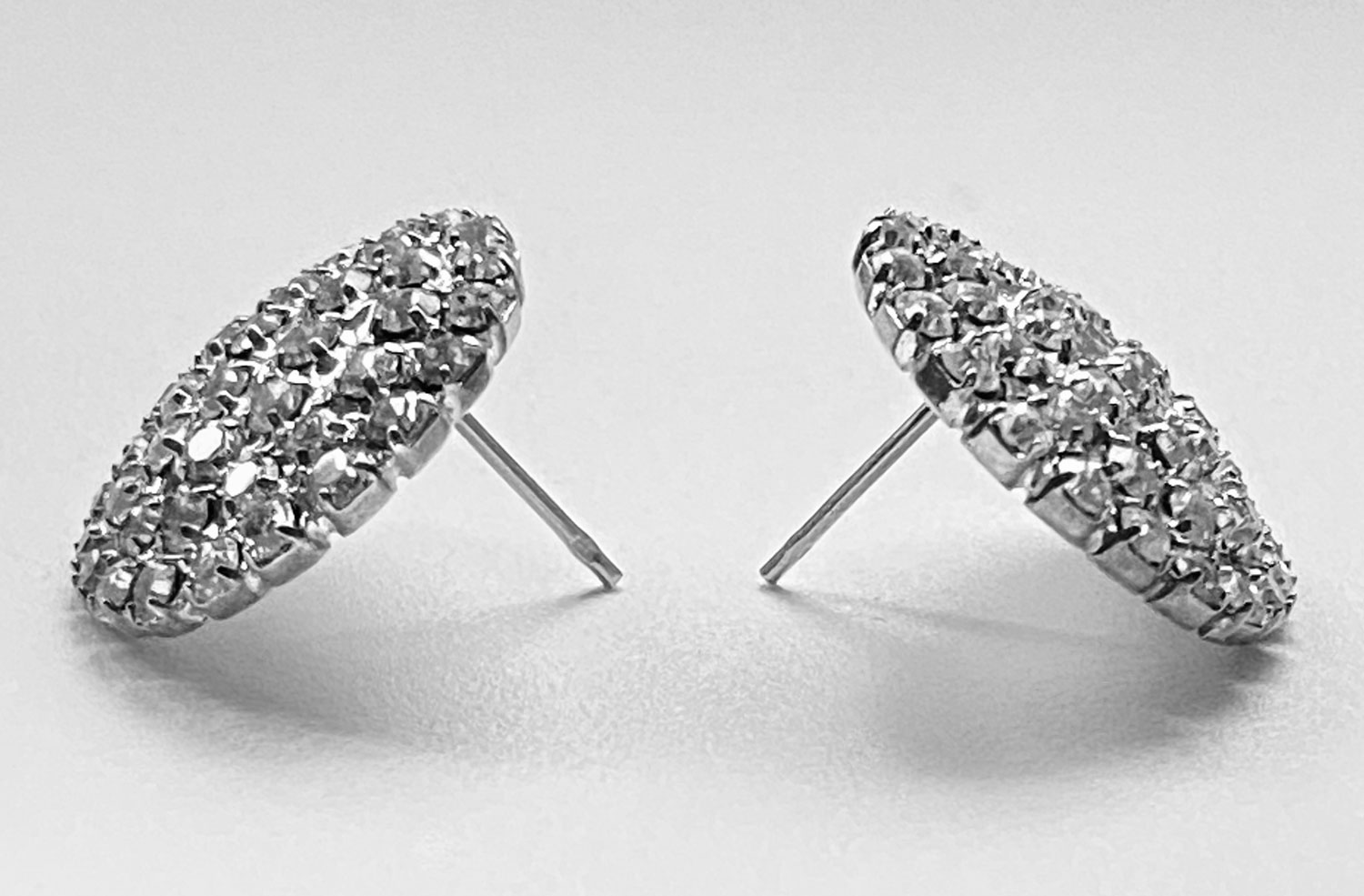 Pre-owned silver-tone rhinestone cluster post earrings