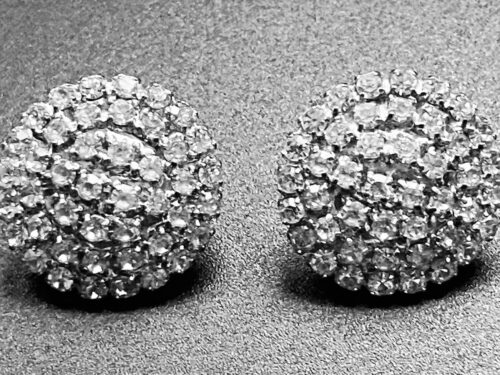 Pre-owned silver-tone rhinestone cluster post earrings