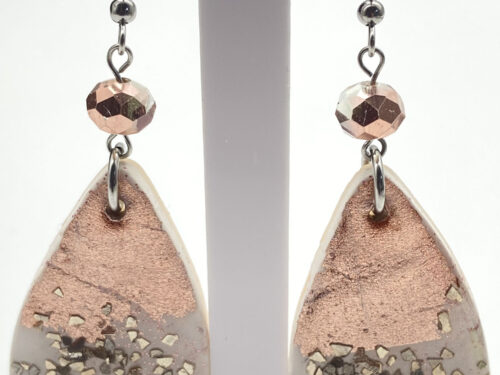 Pre-owned polymer clay teardrop dangle earrings with matching faceted glass beads and metallic accents