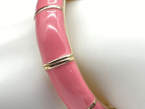 Vintage gold-tone pink enamel stretch bracelet size 7