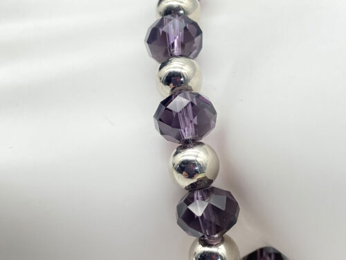 ND Reimagined purple faceted glass bead bracelet with shiny silver-tone beads, and a toggle clasp.